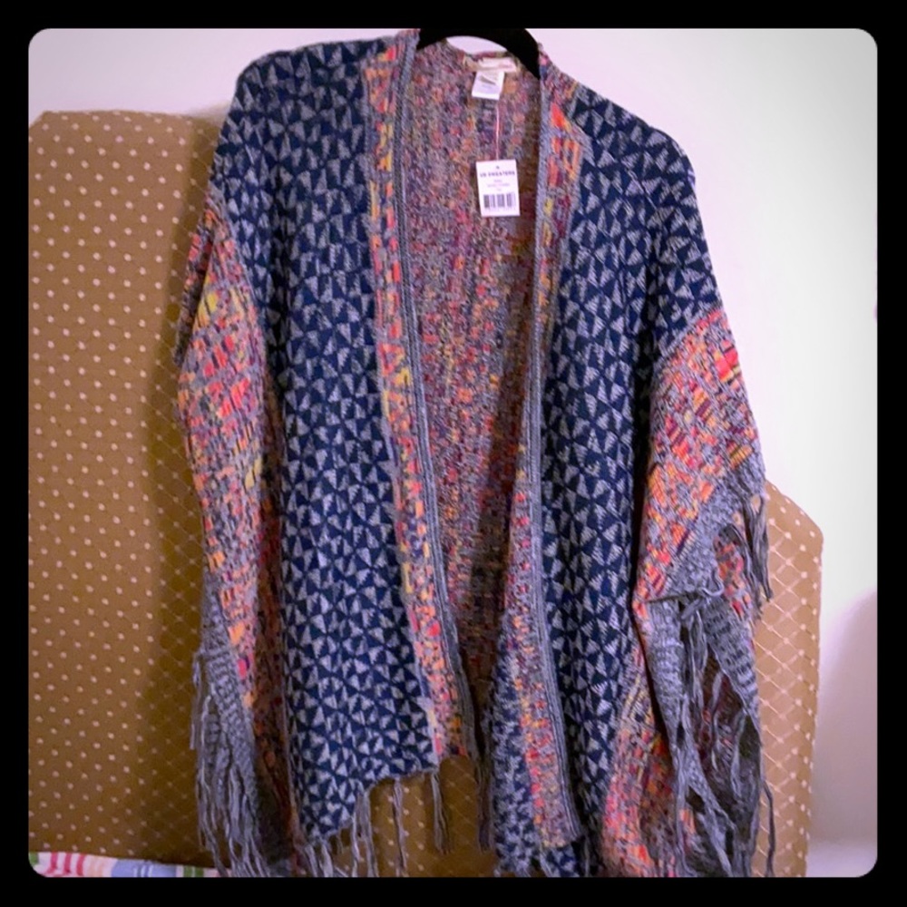 Brand New Fringe Sweater Poncho